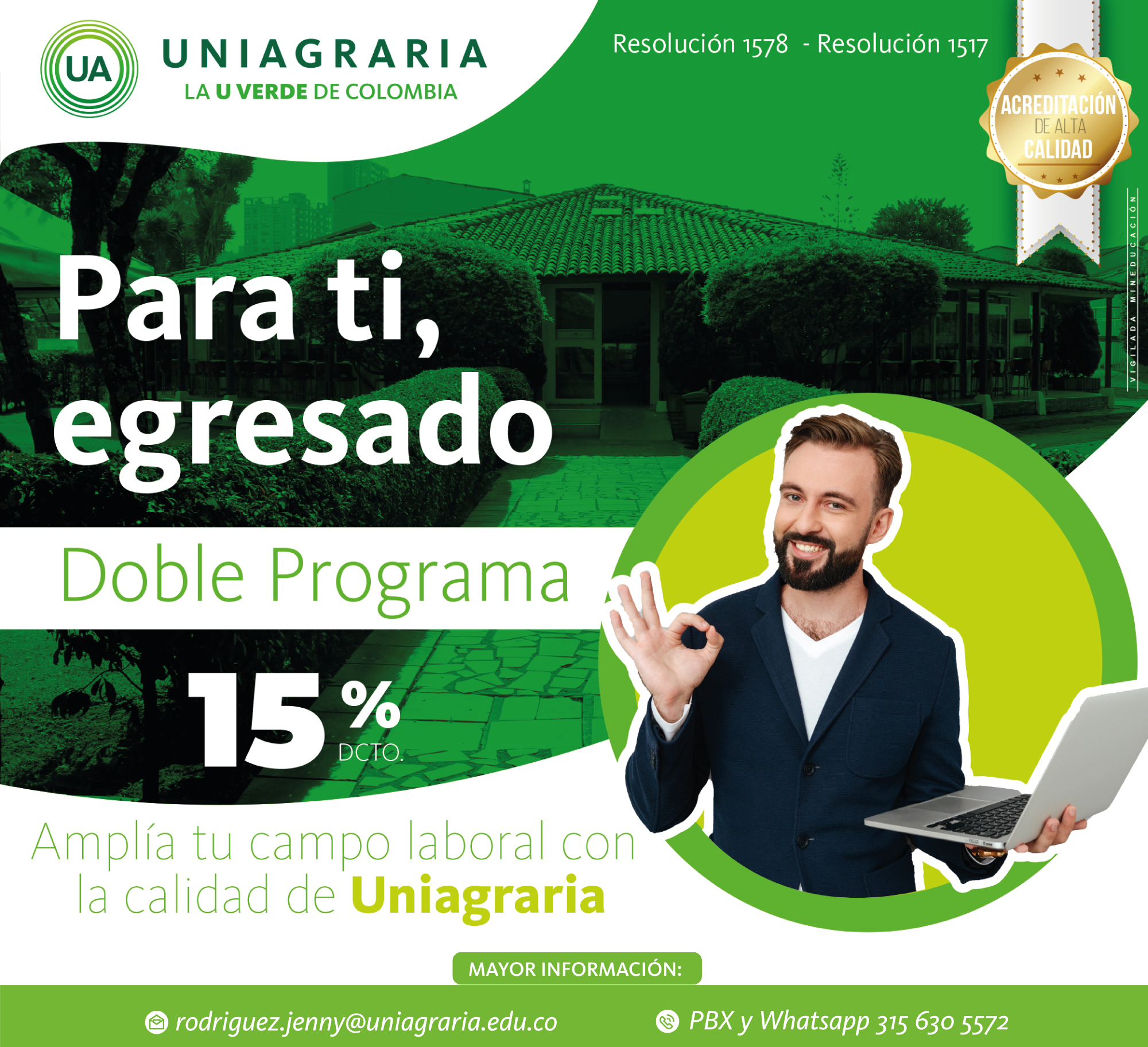 Solo para ti egresado 15% dcto. ¡Doble programa!