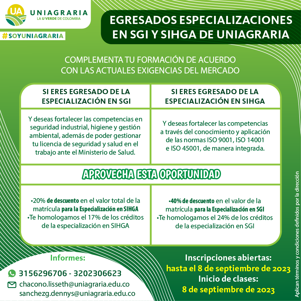 ¡Complementa tu formación! Egresados Especializaciones en SGI y SIHGA