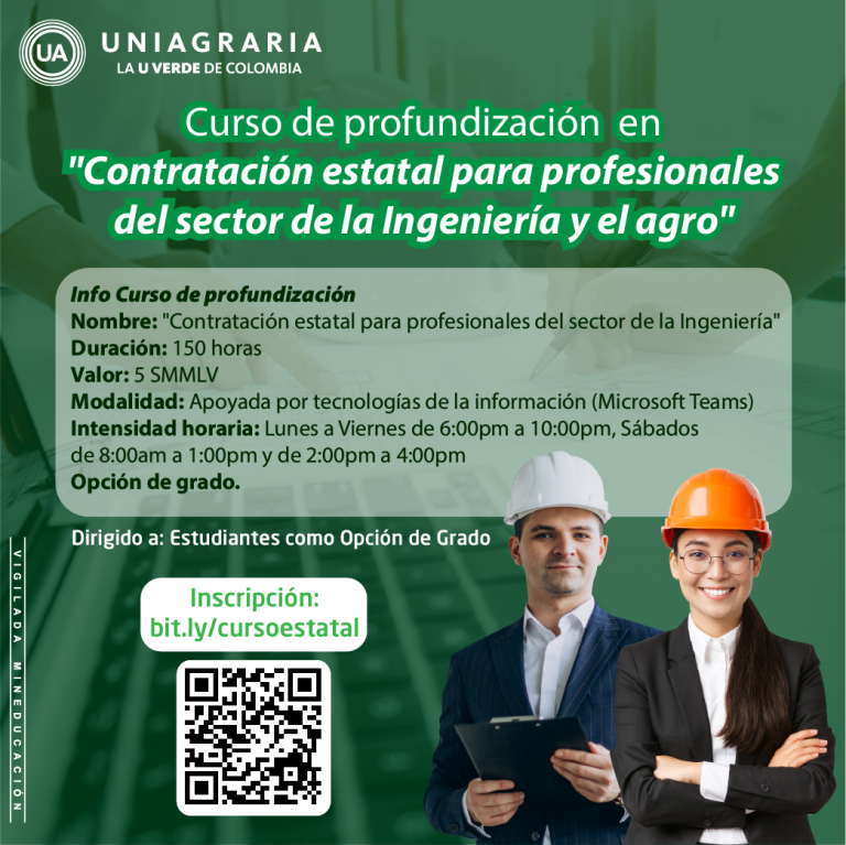 Curos de profundización en Contratación estatal para profesionales del sector de la Ingeniería y el agro