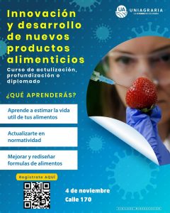 Diplomado, curso actualización o profundización en innovación y desarrollo de nuevos productos alimenticios