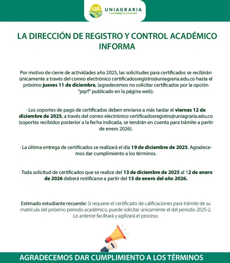 ¡La Dirección de Registro y Control Académico Informa!