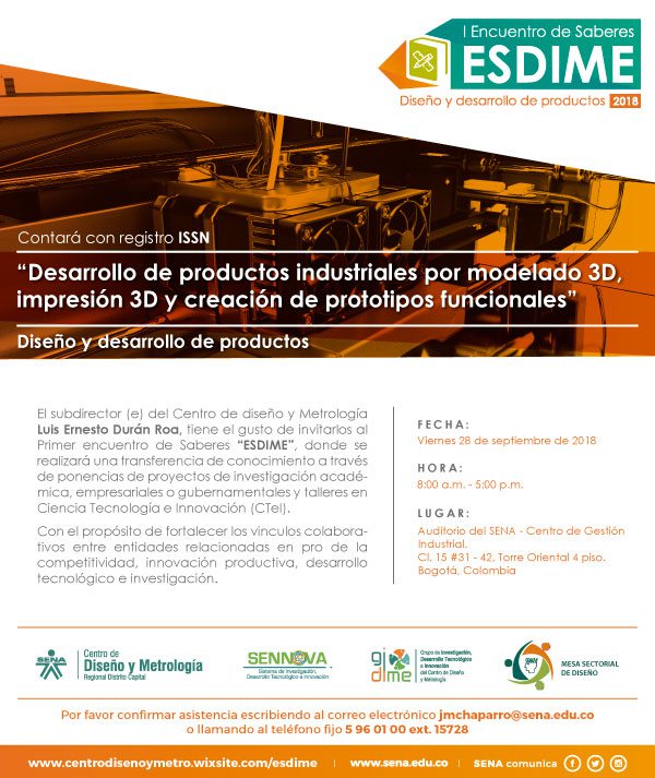 Primer encuentro de saberes – ESDIME – Desarrollo de productos industriales por modelado 3D, impresión 3D y creación de prototipos funcionales