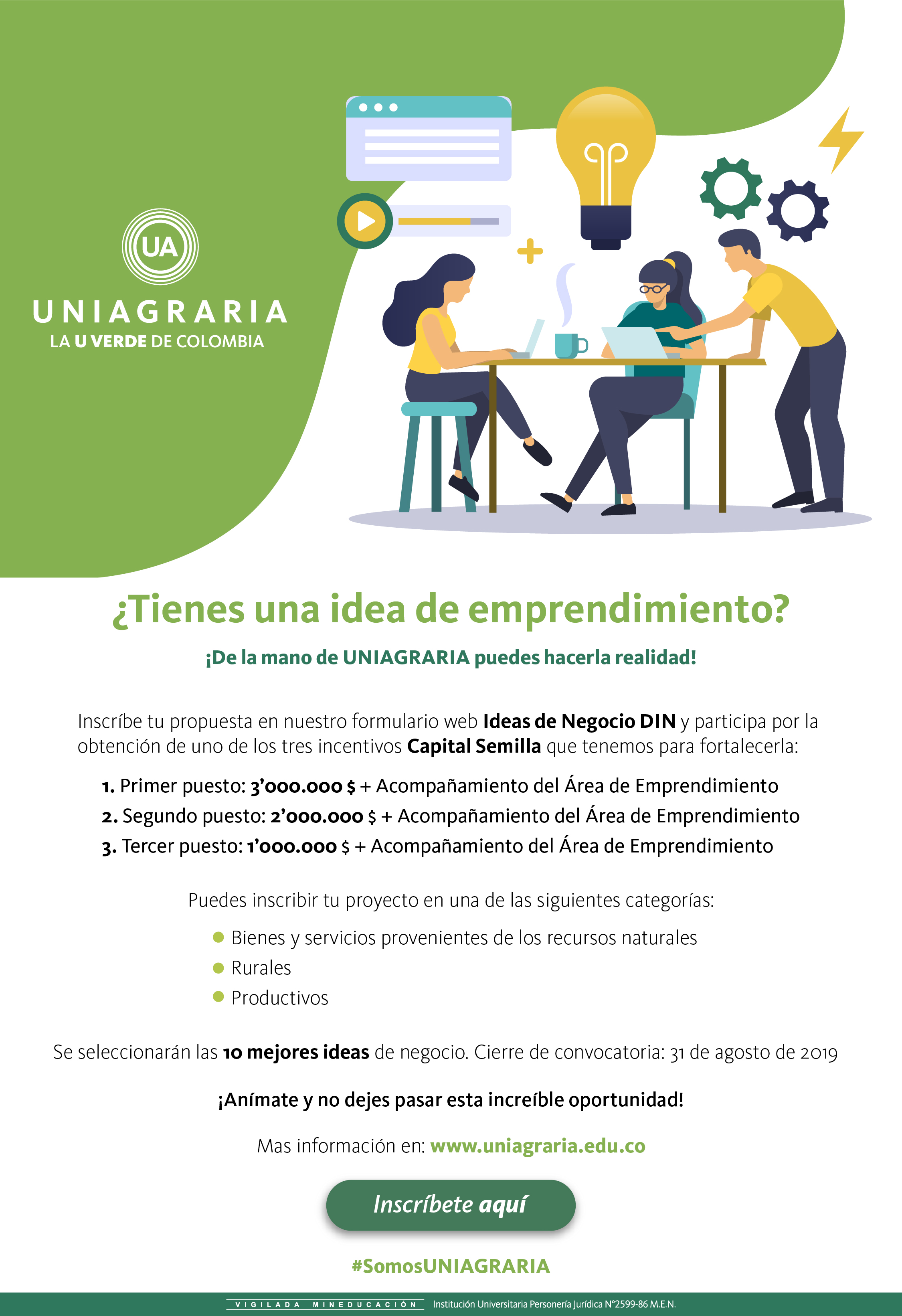 ¿Tienes una idea de emprendimiento? ¡De la mano de UNIAGRARIA puedes hacerla realidad!