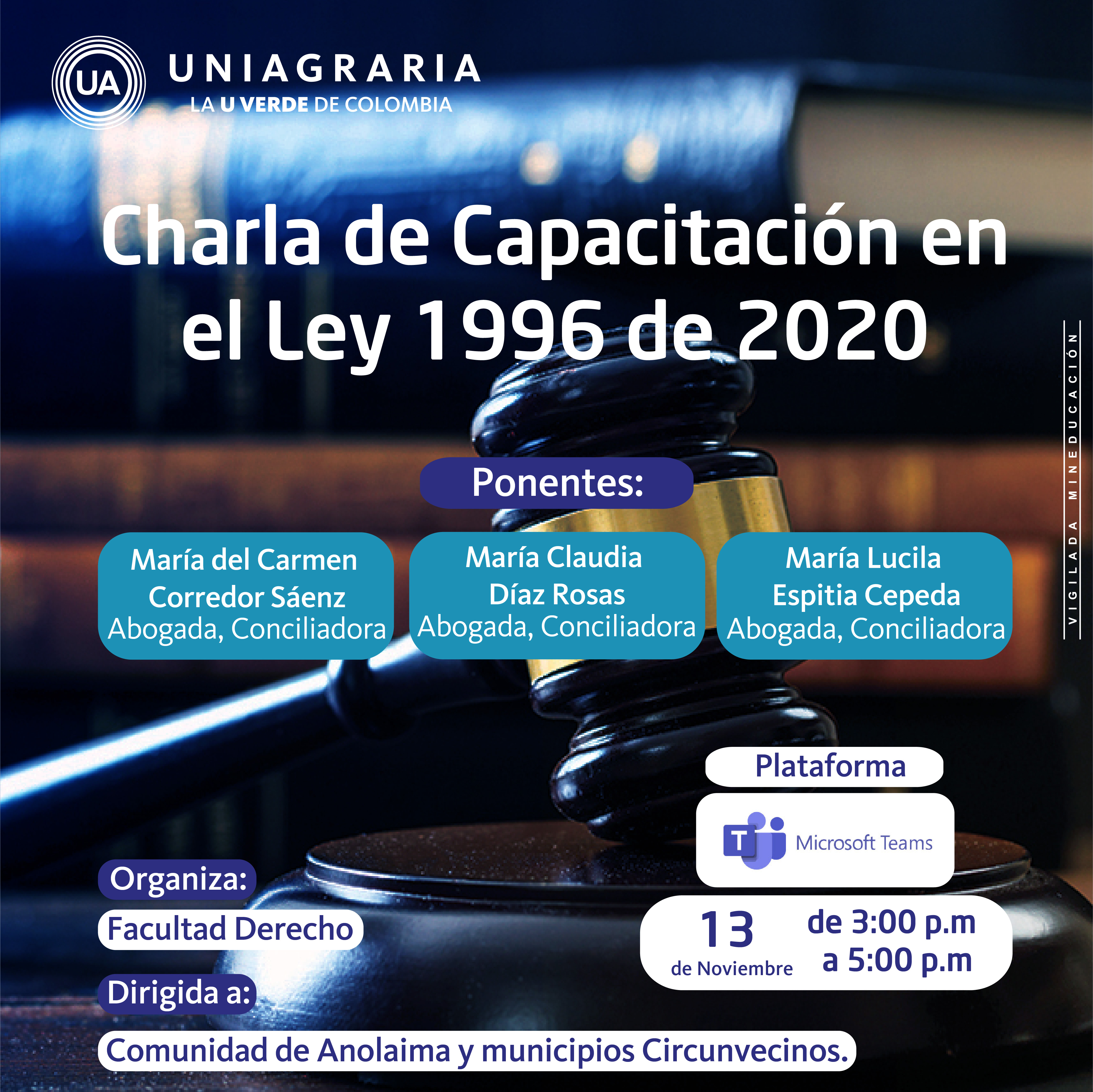 Charla de Capacitación en el Ley 1996 de 2020