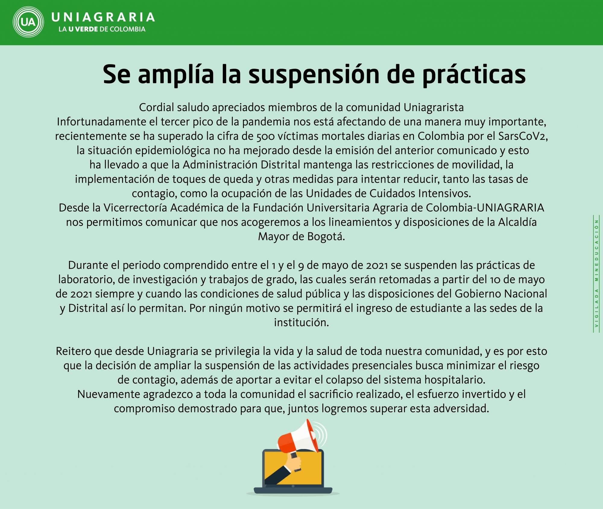 Suspensión de prácticas