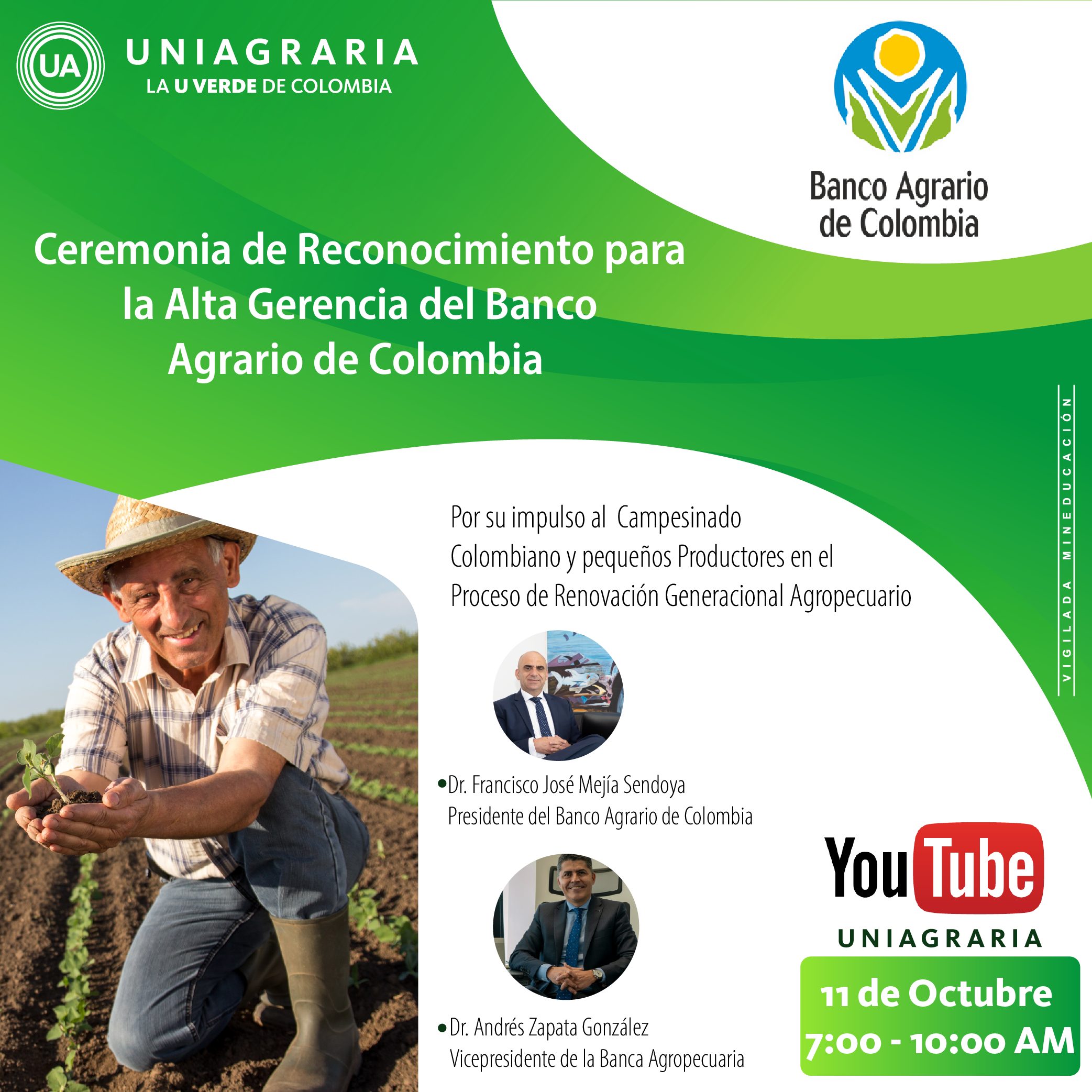 Ceremonia de reconocimiento para la alta gerencia del banco Agrario de Colombia