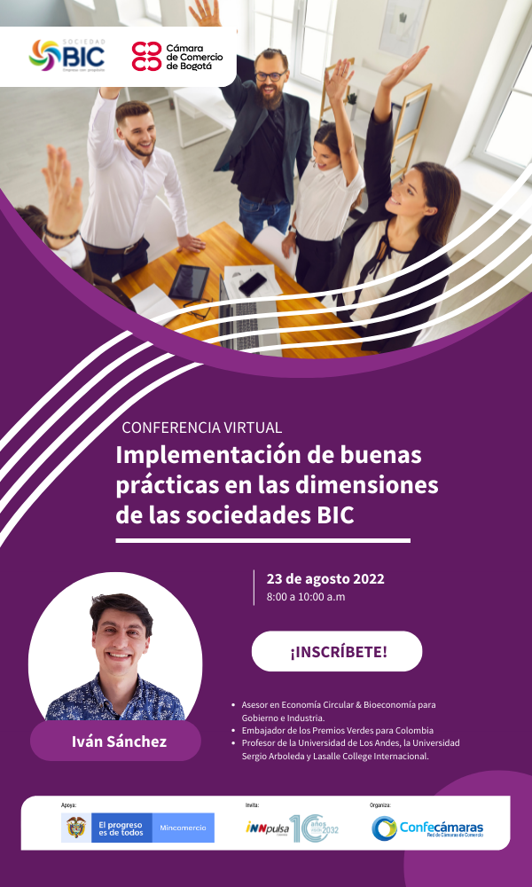 Conferencia  virtual: Implementación de buenas practicas en las dimensiones de las sociedades BIC