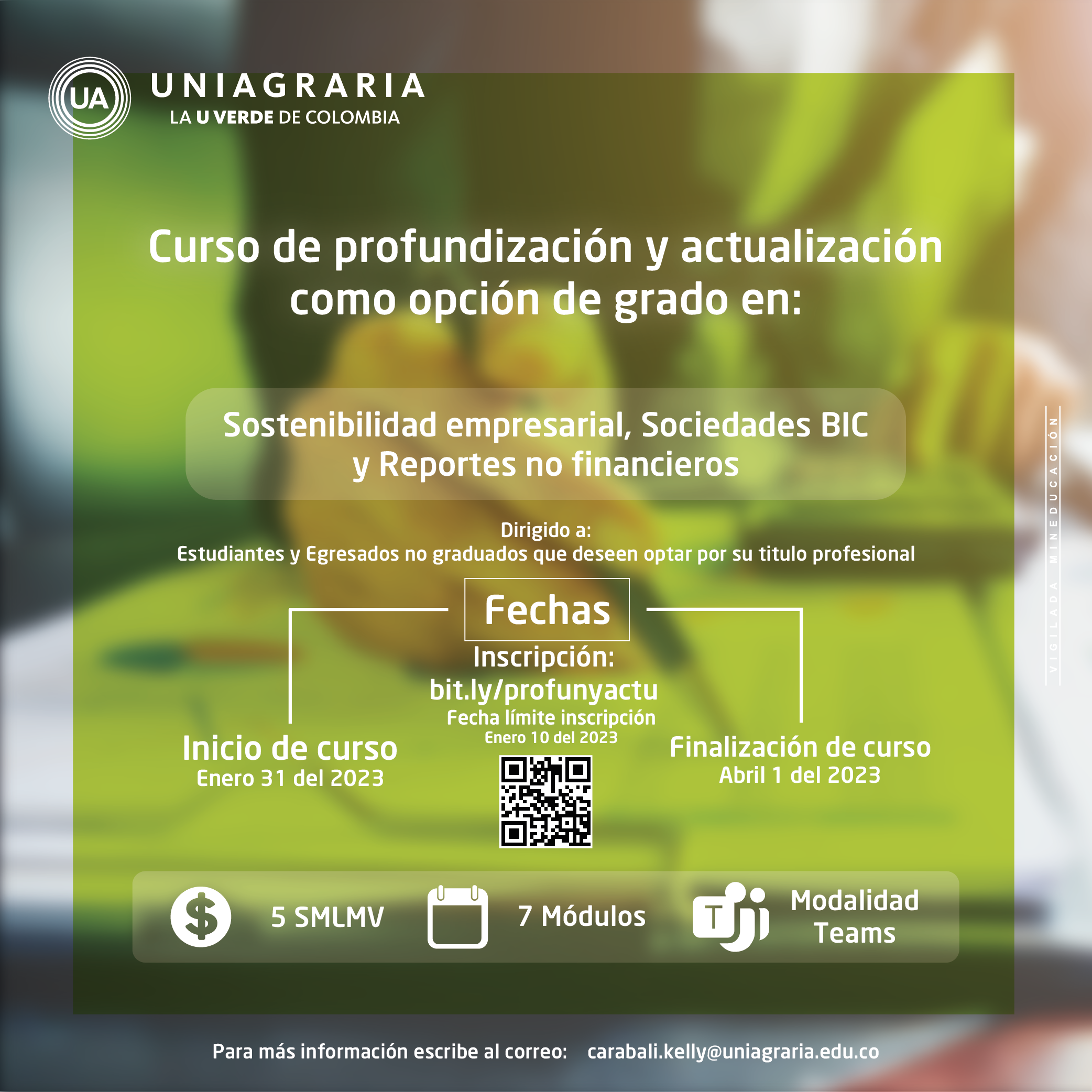 Curso de profundización y actualización como opción de grado en: Sostenibilidad empresarial, Sociedades BIC y Reportes no financieros