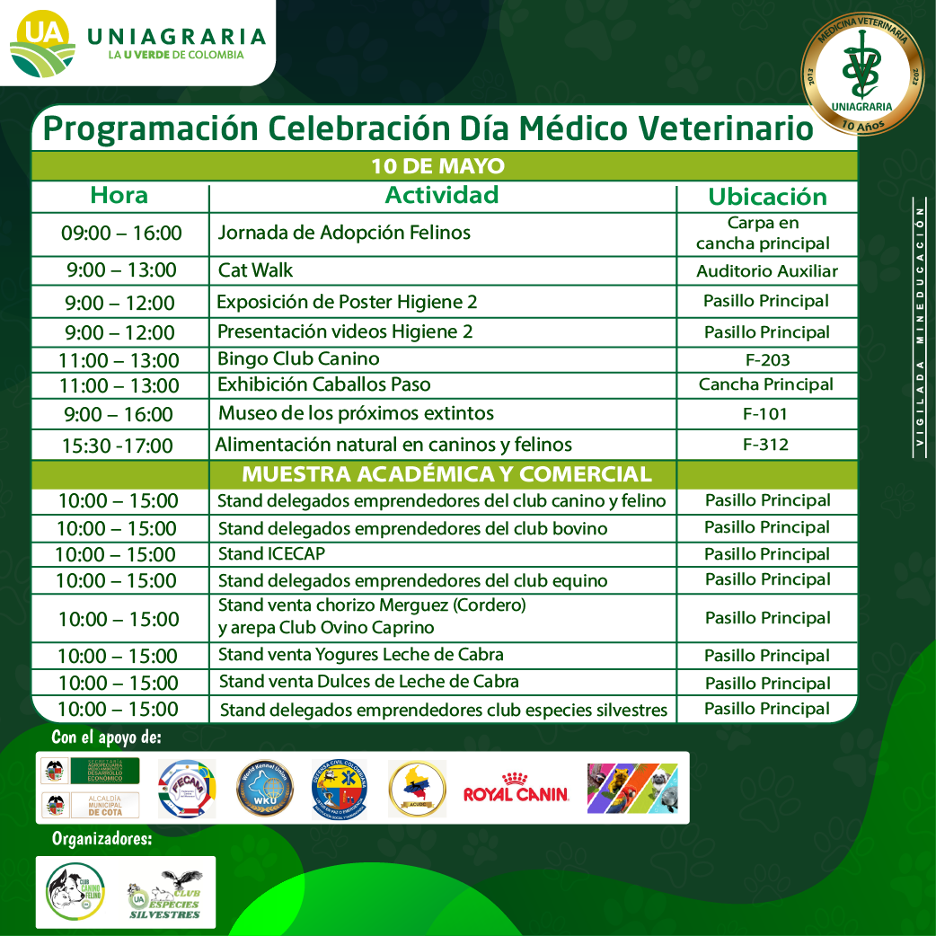 Programación celebración Día Médico Veterinario 10 de Mayo
