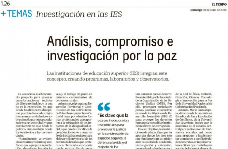 Investigación en la IES: Análisis, compromiso e investigación por la paz