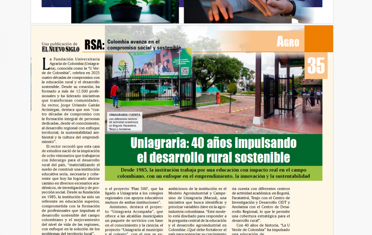 Uniagraria: 40 años impulsando el desarrollo rural sostenible