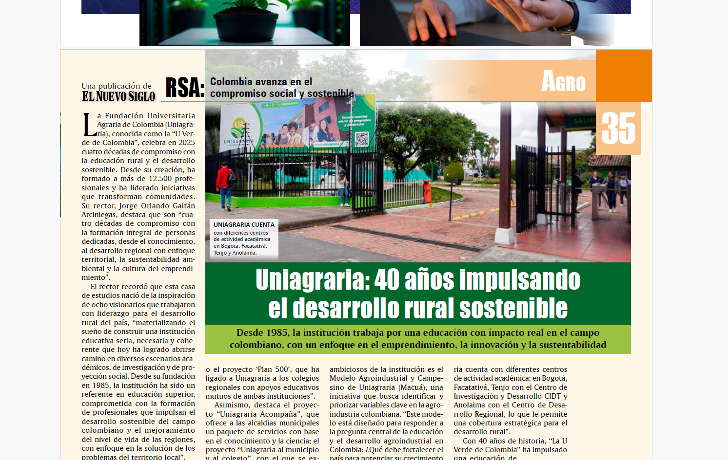 Uniagraria: 40 años impulsando el desarrollo rural sostenible