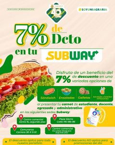 Disfruta de un descuento en tu SUBWAY
