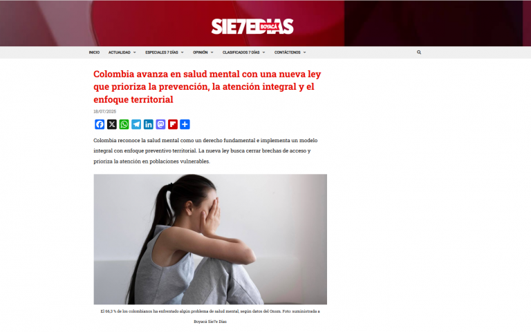 Colombia avanza en salud mental con una nueva ley que prioriza la prevención, la atención integral y el enfoque territorial