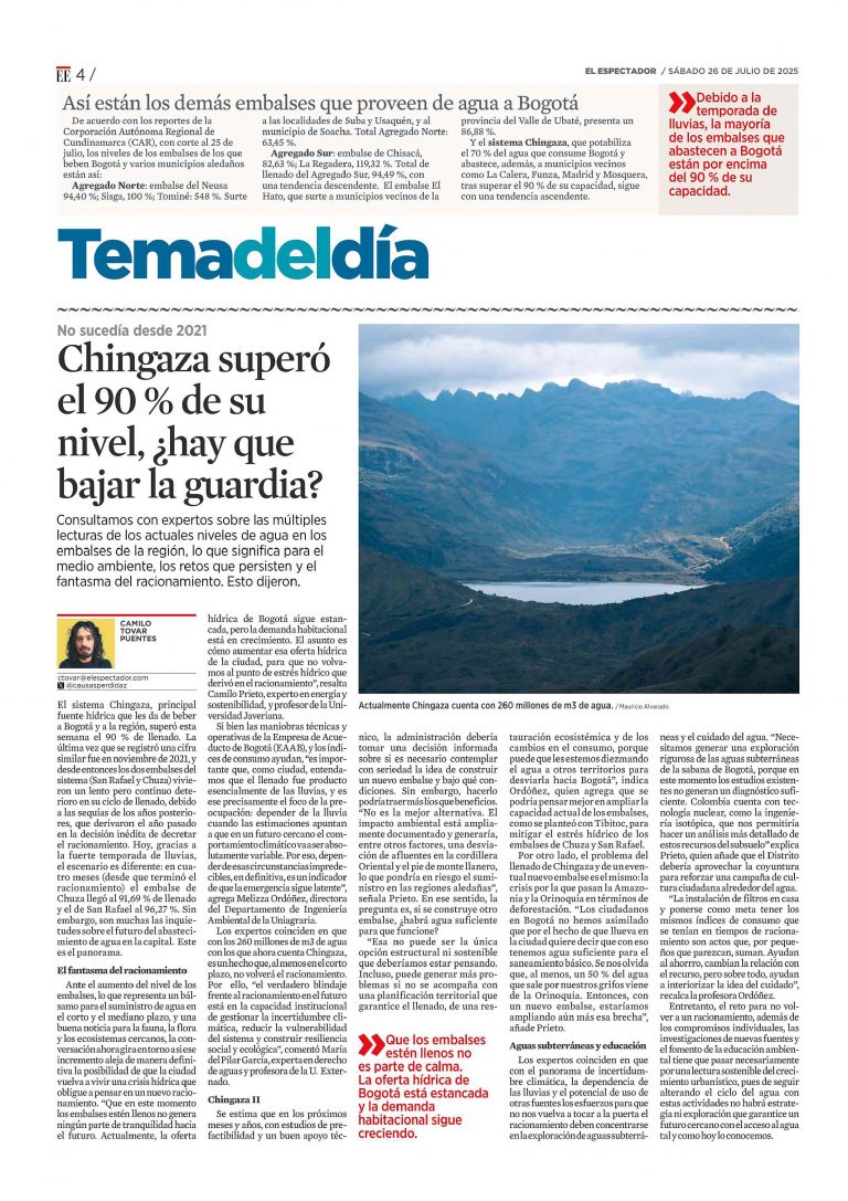 Chingaza superó el 90 % de su nivel, ¿hay que bajar la guardia?