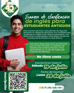 Examen de clasificación de Inglés para estudiantes antiguos
