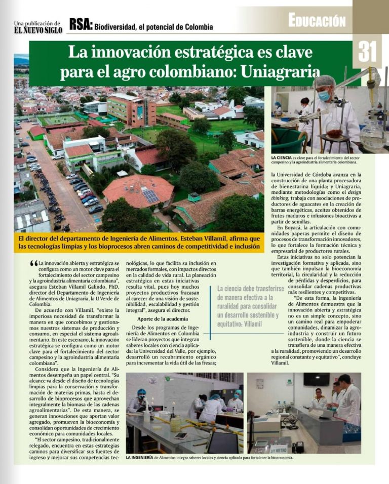 La innovación estratégica es clave para el agro colombiano: UNIAGRARIA