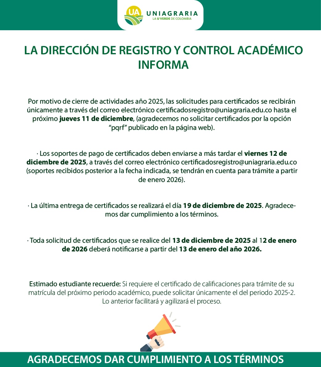 ¡La Dirección de Registro y Control Académico Informa!